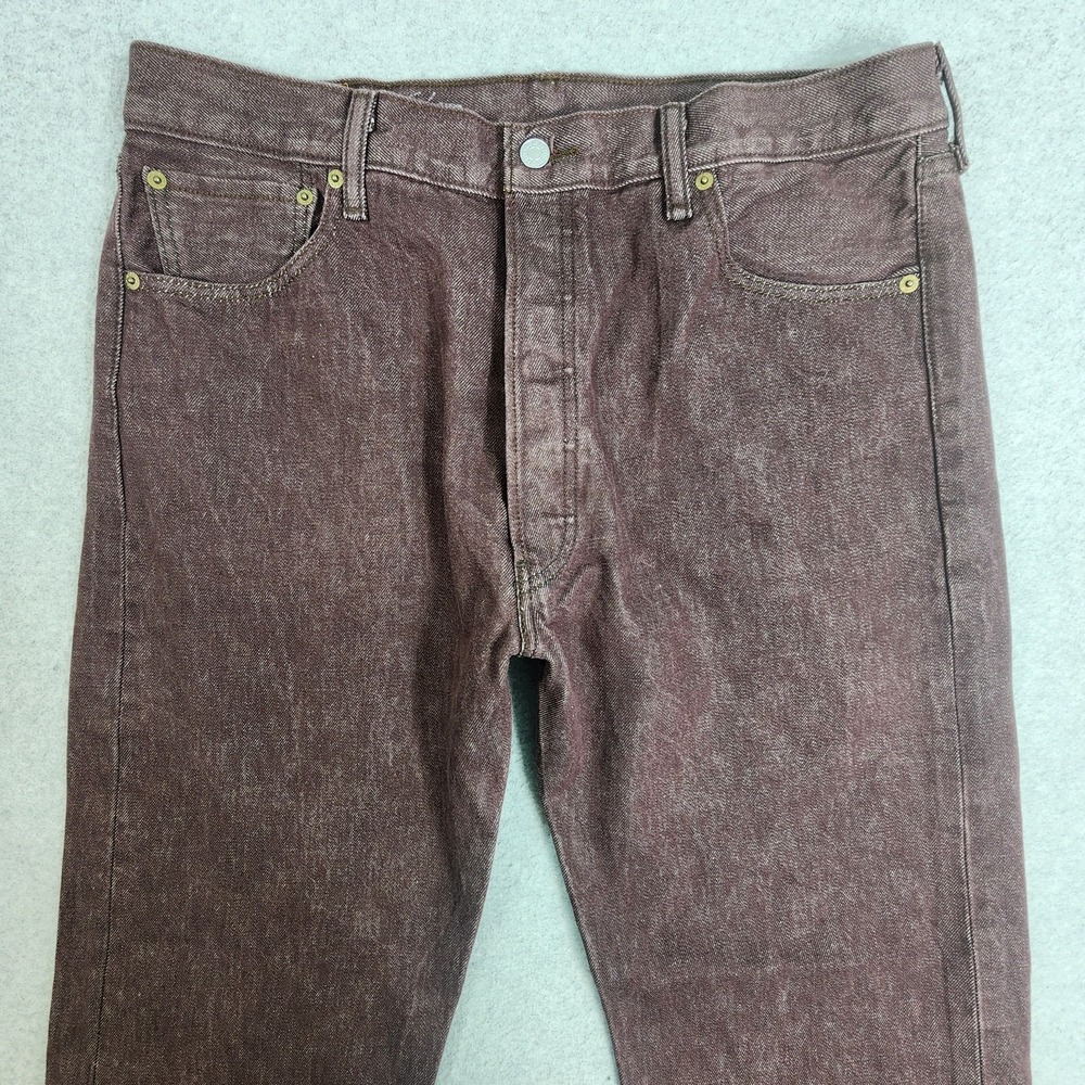 Levi's 501 XX Button Fly‎ Jeans Mens 36x30 Maroon/Brown Cotton Denim Tag 38x32